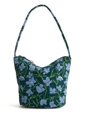 Vera Bradley Dark Green Quilted Shoulder BagLight Blue Floral Charlotte Stems